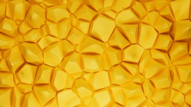 Voronoi Büyük Sarı Geometrik Çokgen Soyut Desen Arkaplan 3D ResimlerComment