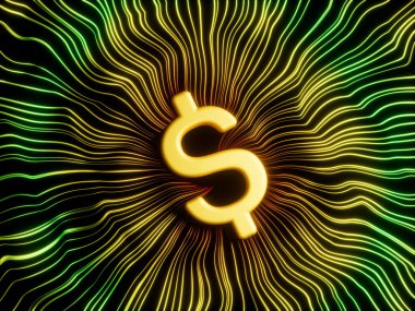 ABD Doları Şifreleme Çizgileri Soyut Modern 3D İllüstrasyon Kavramı