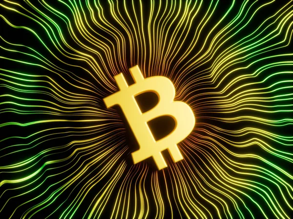 Bitcoin Crypto Converging Lines Abstract Modern Illustration Concept — Stock Photo, Image