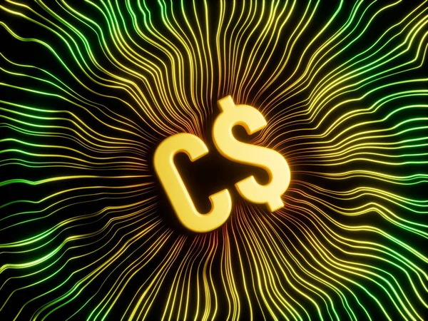 Canadian Dollar Currency Converging Lines Abstract Modern 3D Illustration Concept