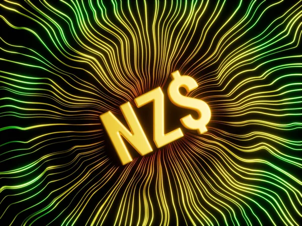 New Zealand Dollar Currency Converging Lines Abstract Modern Illustration Concept — Stock fotografie