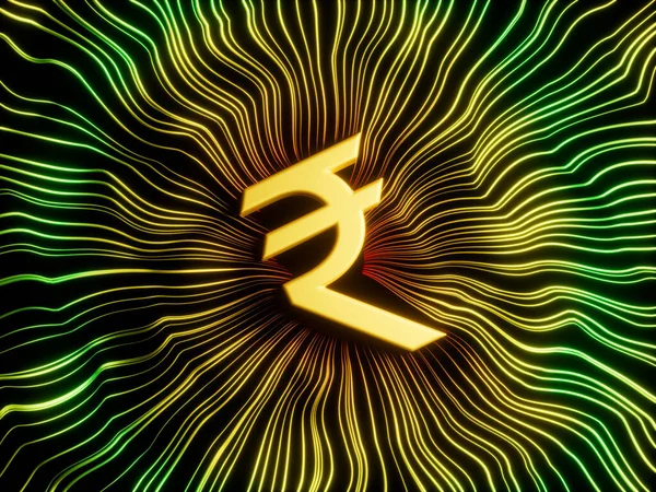 Rupia India Moneda Convergencia Líneas Resumen Moderno Ilustración Concepto —  Fotos de Stock