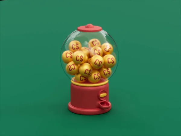 Canadian Dollar Currency Gumball Machine Arcade Candy Bubble Gum Illustration — Zdjęcie stockowe