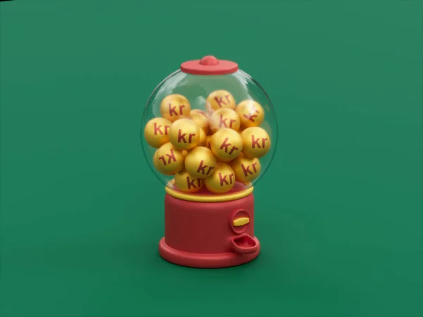 Swedish Krona Currency Gumball Machine Arcade Candy Bubble Gum Illustration — Stok fotoğraf