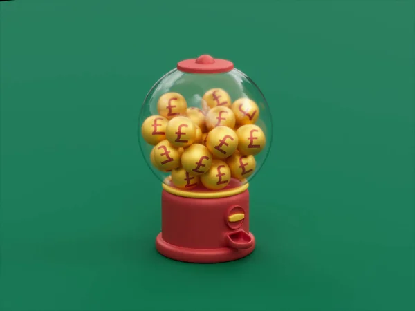 Pound Sterling Currency Gumball Machine Arcade Candy Bubble Gum Illustration — Zdjęcie stockowe