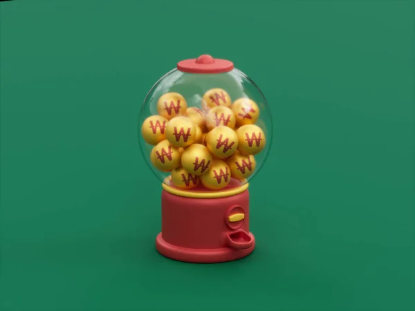 Vinto Coreano Del Sud Valuta Gumball Machine Arcade Candy Bubble — Foto Stock