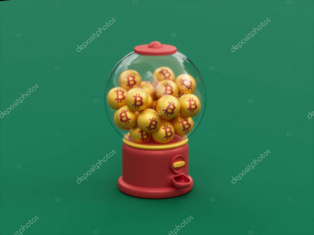 Bitcoin Crypto Letra Gumball Machine Arcade Candy Bubble Gum Ilustración —  Foto de stock © btseries #588038202
