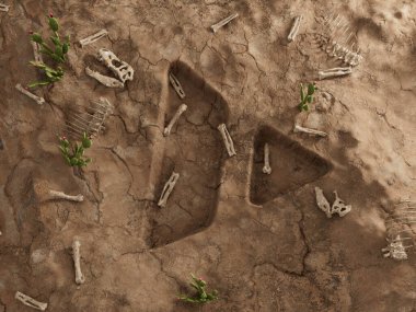 Çığ Kripto Zemin Deliği Kuru Fosil Ölü Kazı 3 boyutlu Resim