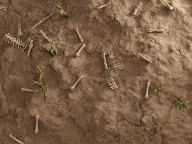 Boş Zemin Deliği Kuru Fosil Ölü Kazı 3 boyutlu Resim