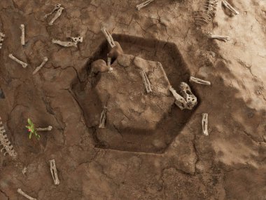 Zincir bağlantısı Kripto Zemin Deliği Kuru Fosil Ölü Kazısı 3D Resimler