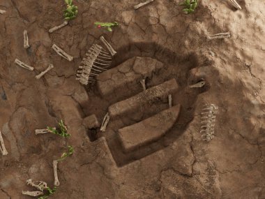 Dai Crypto Zemin Deliği Kuru Fosil Ölü Kazı 3 boyutlu Resim