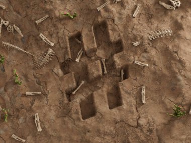 Etiket Sosyal Medya Alanı Deliği Kuru Fosil Ölü Kazısı 3D İllüstrasyon