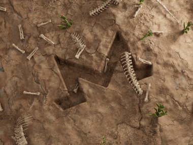 Monero Bozuk Para Şifreleme Mektubu M Zemin Deliği Kuru Fosil Ölü Kazı 3D İllüstrasyon