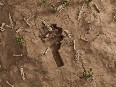 Peso Para Birimi Zemin Deliği Kuru Fosil Ölü Kazısı 3D İllüstrasyon