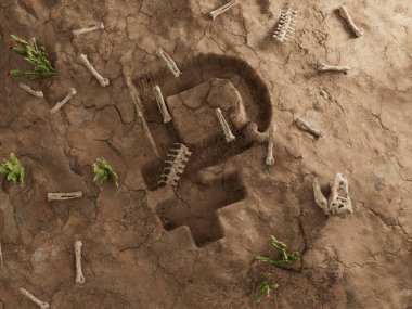 Rus Ruble Para Birimi Zemin Deliği Kuru Fosil Ölü Kazısı 3D İllüstrasyon