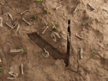 Vechain Şifreleme Mektubu V Zemin Deliği Kuru Fosil Ölü Kazı 3D İllüstrasyon