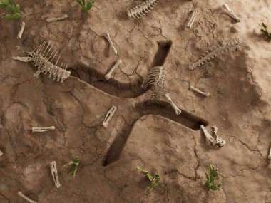 XRP Şifreli Harf X Zemin Deliği Kuru Fosil Ölü Kazı 3D Resim