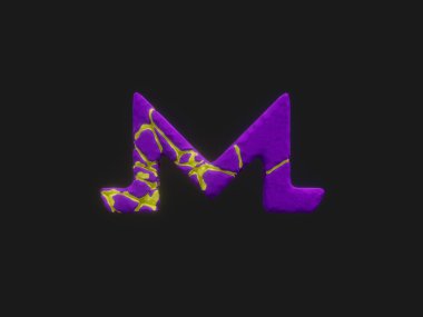 Monerocrypto Harfi M Voronoi Extrude Soyut Çizim 3 boyutlu