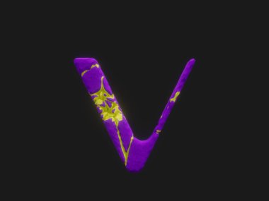 Vechain Şifreleme Mektubu V Voronoi Ekstrüd Kırma Özeti 3 boyutlu Görüntü