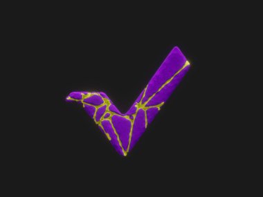 Vert Check Onaylanmış Kripto Voronoi Extrude Crack Abstract 3D İllüstrasyon