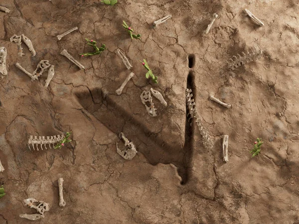 Vechain Şifreleme Mektubu V Zemin Deliği Kuru Fosil Ölü Kazı 3D İllüstrasyon