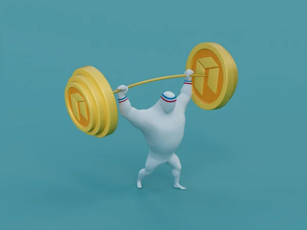Neo Crypto Heavy Barbell Lift Muscular Person Illustration — Stok fotoğraf