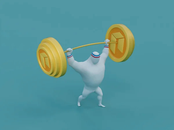 Neo Crypto Heavy Barbell Lift Muscular Person Illustration —  Fotos de Stock