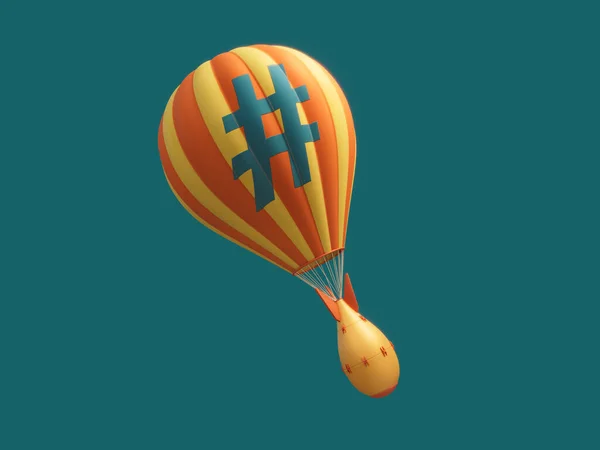 Hashtag Social Media Nuclear Bomb Drop Torpedo Parachute Balloon Illustration — Stockfoto