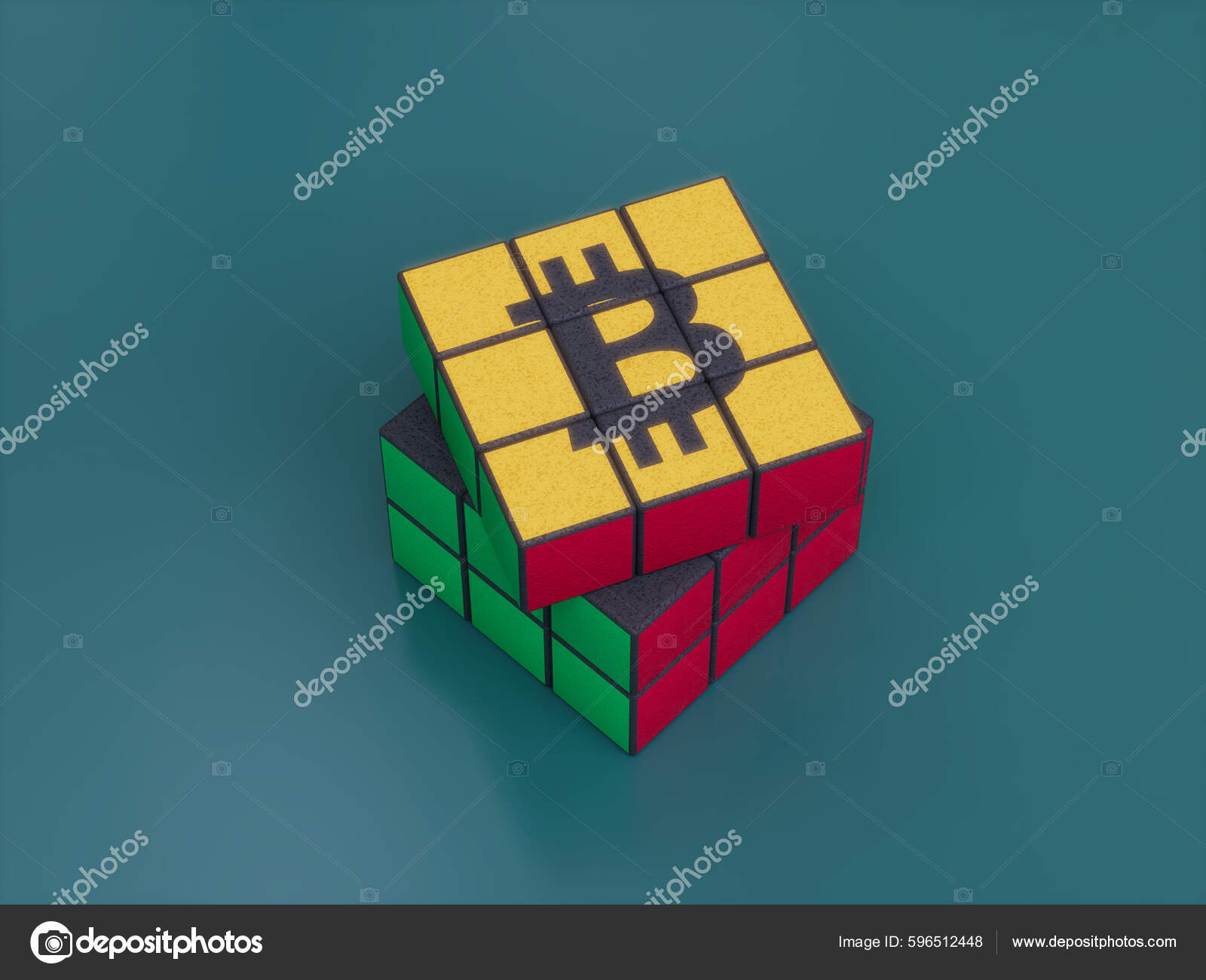 Bitcoin Crypto Letter Rubiks Cube Puzzle Solve Logic Game.