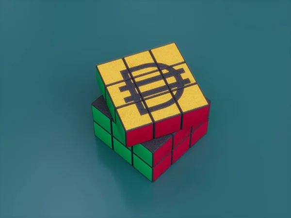 Dai Crypto Rubiks Cube Puzzle Solve Logic Game Difficult Illustration — Stok fotoğraf
