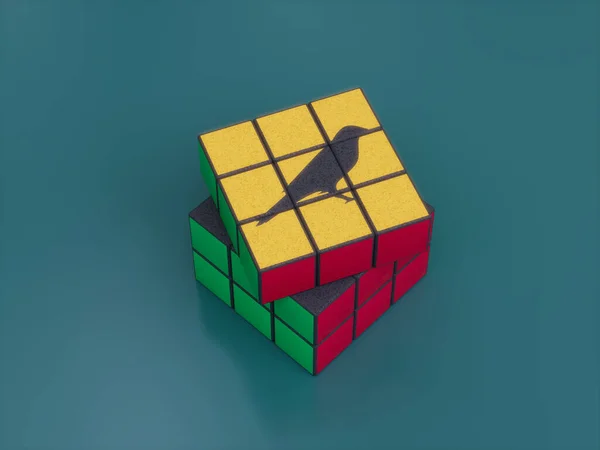 Kusama Crypto Bird Rubiks Cube Puzzle Solve Logic Game Difficult — Stok Foto