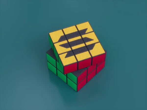 Solana Crypto Rubiks Cube Puzzle Solve Logic Game Difficult Illustration — 스톡 사진