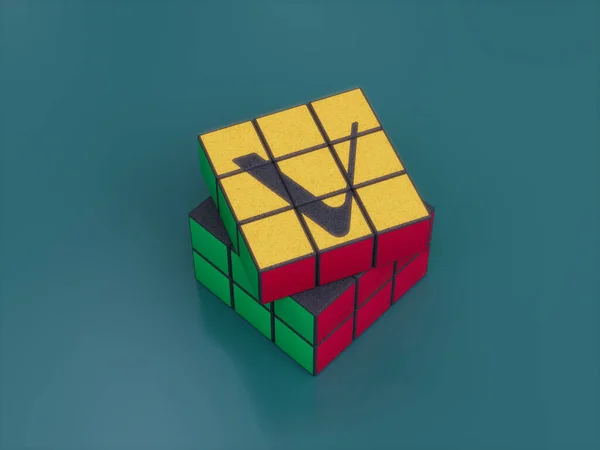 Vechain Crypto Letter Rubiks Cube Puzzle Solve Logic Game Difficult — Stok Foto