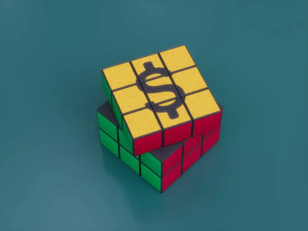 Usd Dollars Crypto Rubiks Cube Puzzle Solve Logic Game Difficult — Stock fotografie