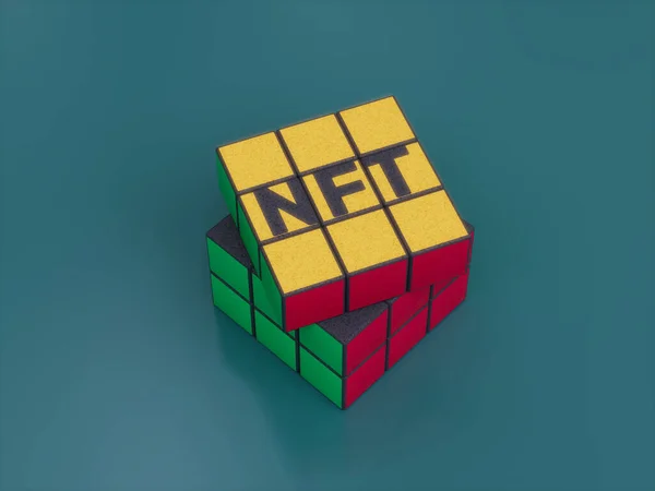 Nft Crypto Rubiks Cube Puzzle Solve Logic Game Difficult Illustration — Foto de Stock