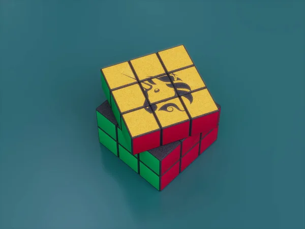 Uniswap Crypto Rubiks Cube Puzzle Solve Logic Game Difficult Illustration — Foto de Stock