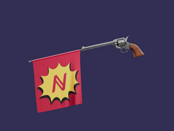 Name Crypto Letter Toy Pistol Revolver Gun Bang Fun Scam — Stockfoto