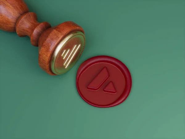Avalanche Crypto Signature Royal Approved Official Wax Seal Illustration Foto Stock