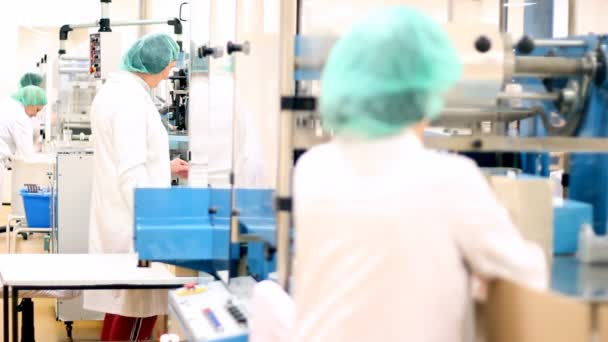 Four Pharmaceutical Female Workers — Stock Video
