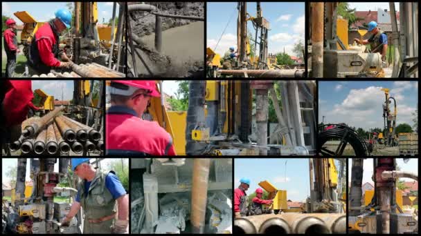 Trabajadores de la plataforma de perforación en el trabajo — Vídeos de Stock