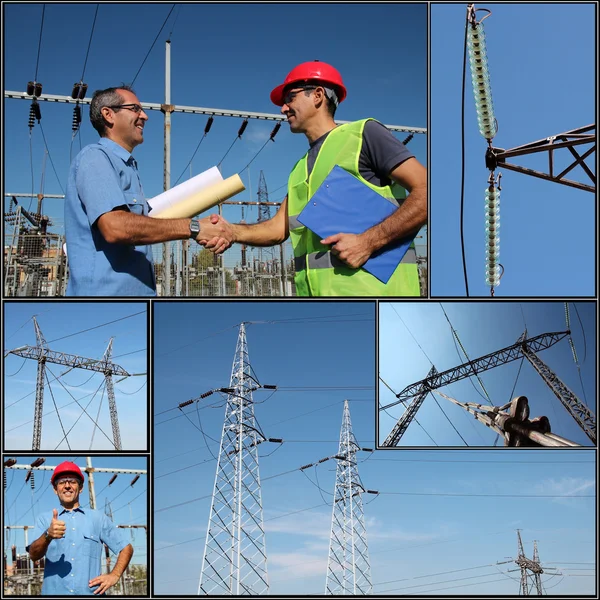 Distribución de electricidad - Collage —  Fotos de Stock