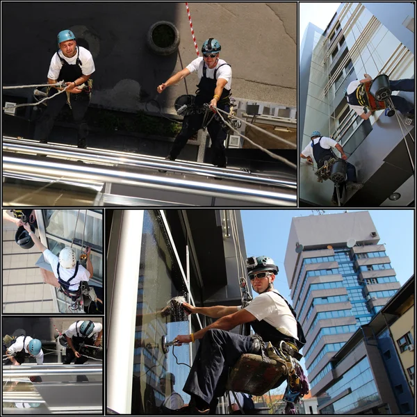 Facade Cleaning - Collage — Stock Photo, Image