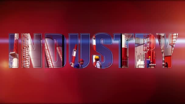 Industry Animated Text Red Background Industrial Media Video Wall Industrial — Stock Video