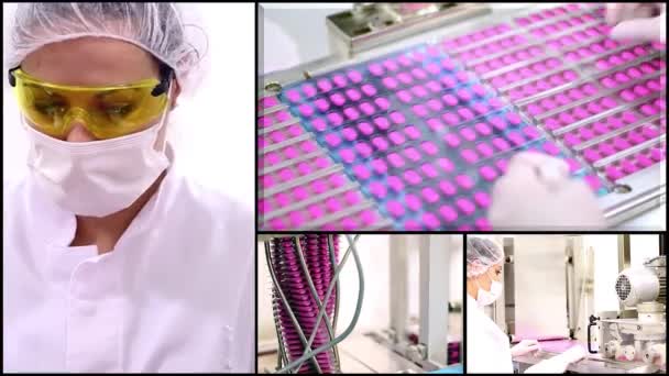 制药设备和制药行业工人在工作 药丸生产线 制药技术 制药生产线工人在工作 — 图库视频影像