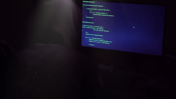 Dator Hacker Hooded Tröja Med Hjälp Dator Tangentbord Och Kodning — Stockvideo