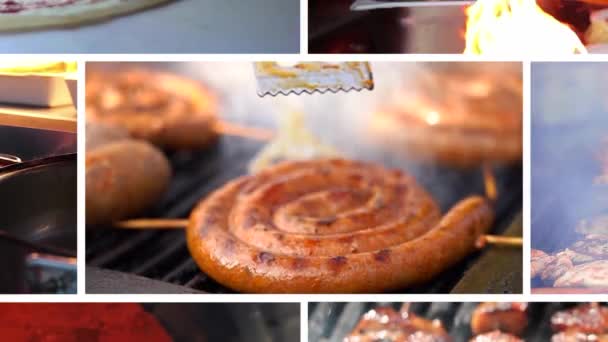 Μαγείρεμα Μια Εμπορική Κουζίνα Έννοια Multi Screen Video Zoom Out — Αρχείο Βίντεο