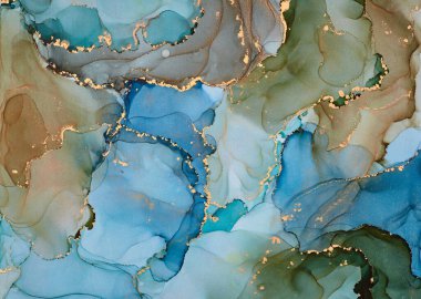 Alkol mürekkebi tekniğinde doğal lüks, soyut, akışkan sanat resimleri. Şefkatli ve rüya gibi duvar kağıtları. Renklerin karışımı şeffaf dalgalar ve altın girdaplar yaratır. Posterler ve diğer basılı materyaller için