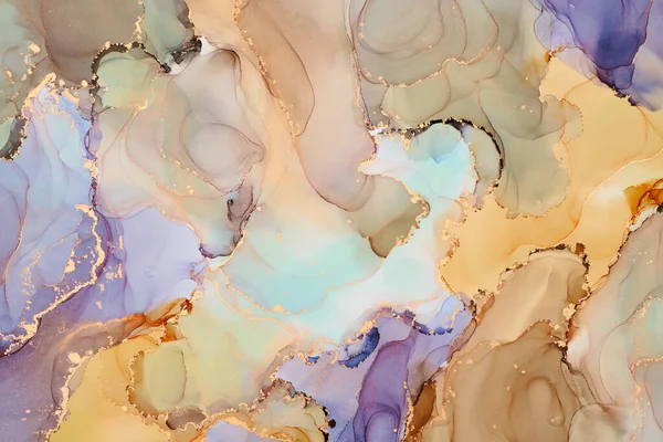 Şeffaf renk akımları, yılan gibi kıvrılan metalik girdaplar ve köpüklü renk spreyleri bu serbest akan dokuların manzarasını şekillendirir. Alkol mürekkebi tekniğindeki doğal lüks, akışkan sanat resimleri.