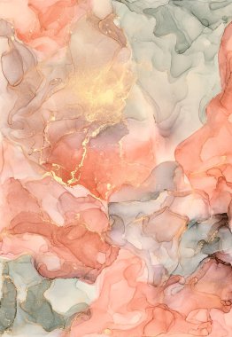 Alkol mürekkebi tekniğinde doğal lüks, soyut, akışkan sanat resimleri. Şefkatli ve rüya gibi duvar kağıtları. Renklerin karışımı şeffaf dalgalar ve altın girdaplar yaratır. Posterler ve diğer basılı materyaller için