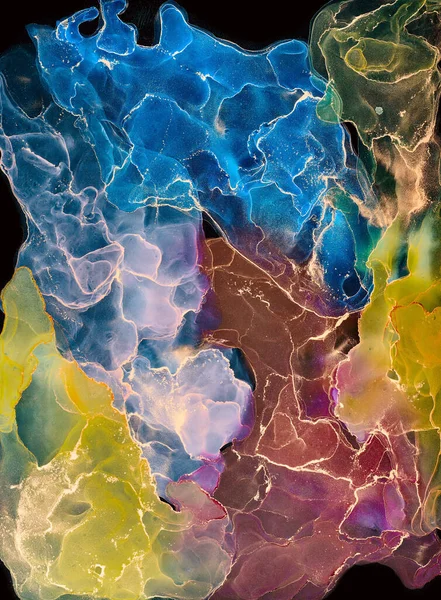 Natural Luxury Abstract Fluid Art Painting Alcohol Ink Technique Tender — Stock Photo, Image